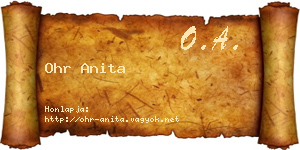 Ohr Anita névjegykártya